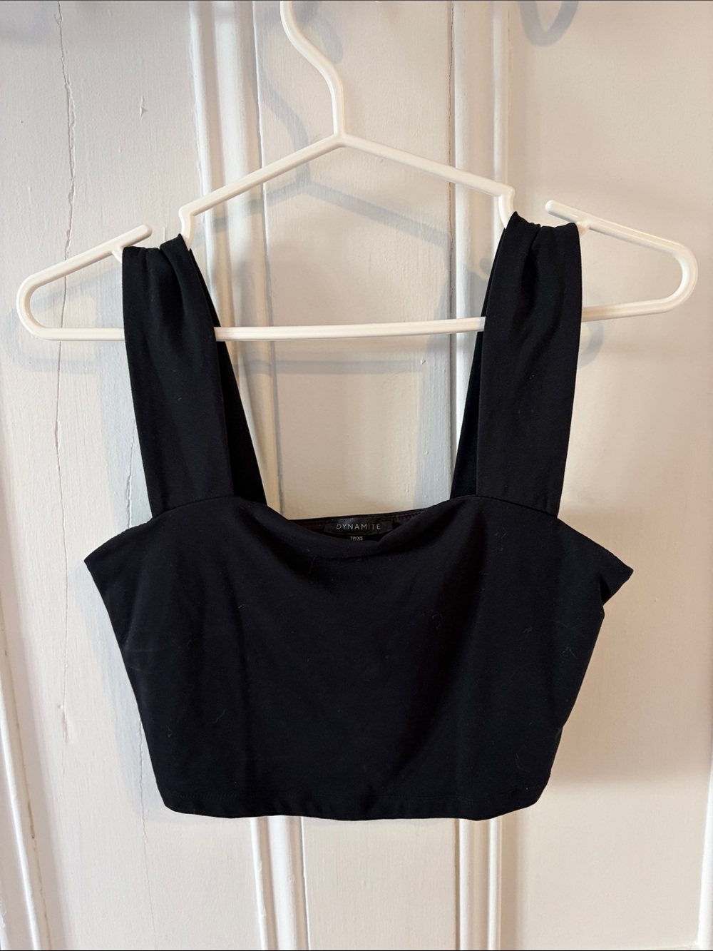 Dynamite Black Wide-Strap Cropped Tank